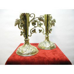 A pair of church brass vases