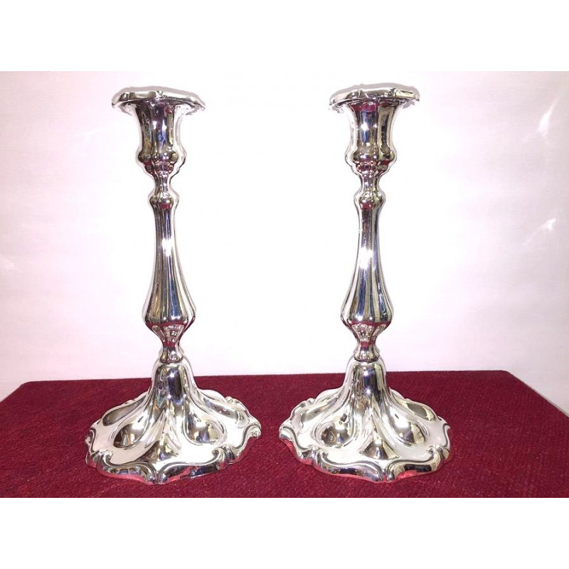 Pair of silver art nouveau candlesticks