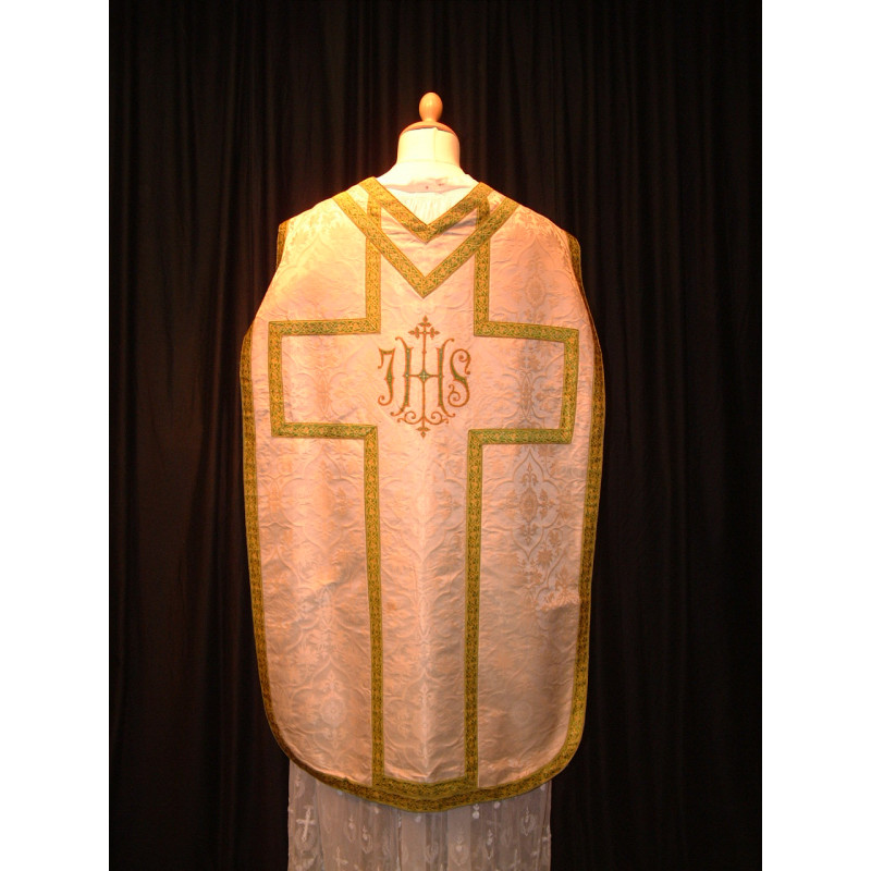 White demask chasuble with green braiding