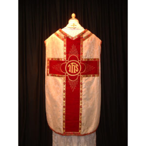 White chasubla red cross